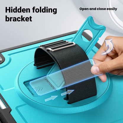 For iPad Pro 13 2025 / 2024 Honeycomb Hand Grip Turntable Stand Tablet Case(Light Blue) by bashfashion