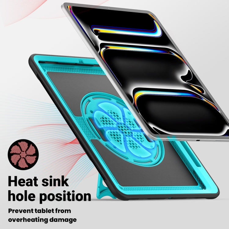 For iPad Pro 13 2025 / 2024 Honeycomb Hand Grip Turntable Stand Tablet Case(Light Blue) by bashfashion