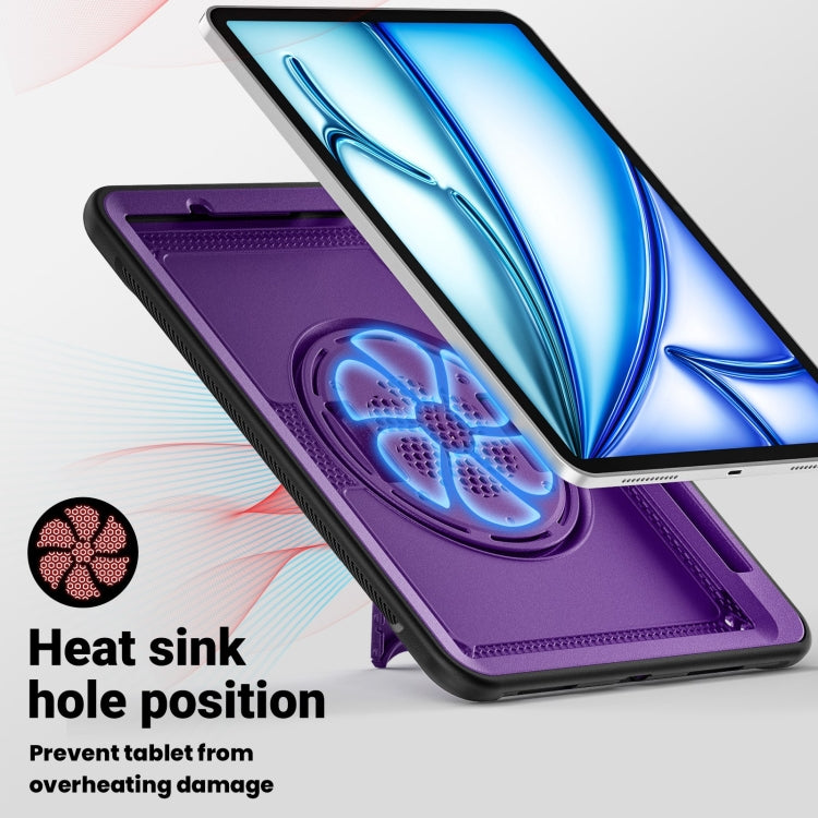 For iPad Air 11 2025 / 2024 Honeycomb Hand Grip Turntable Stand Tablet Case(Purple) by bashfashion