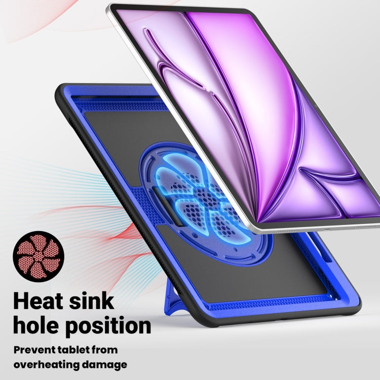 For iPad Air 13 2025 / 2024 Honeycomb Hand Grip Turntable Stand Tablet Case(Dark Blue) by bashfashion