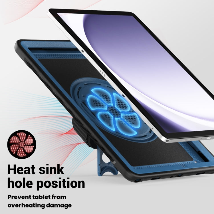 For Samsung Galaxy Tab A11+ / A9+ Honeycomb Hand Grip Turntable Stand Tablet Case(Navy Blue) by bashfashion