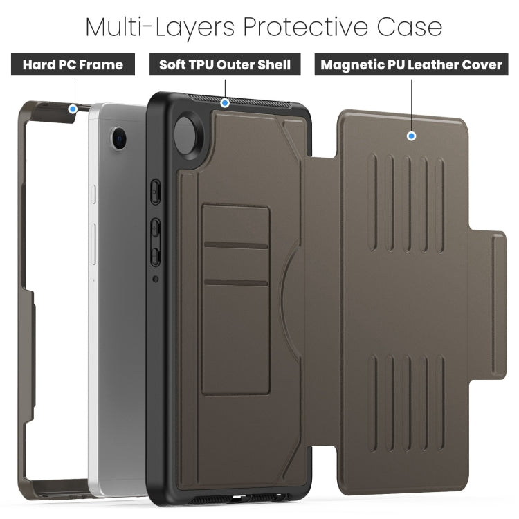 For Samsung Galaxy Tab A11 / A9 Notebook Magnetic Leather Tablet Case(Brown) by bashfashion