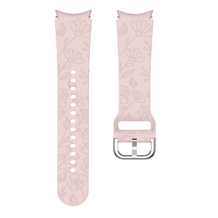 For Samsung Galaxy Watch 6 Butterfly Flower Embossed Silicone Watch Band(Pink) by bashfashion
