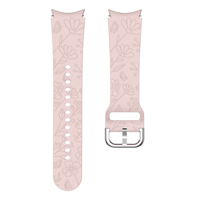 For Samsung Galaxy Watch 6 Butterfly Flower Embossed Silicone Watch Band(Pink) by bashfashion