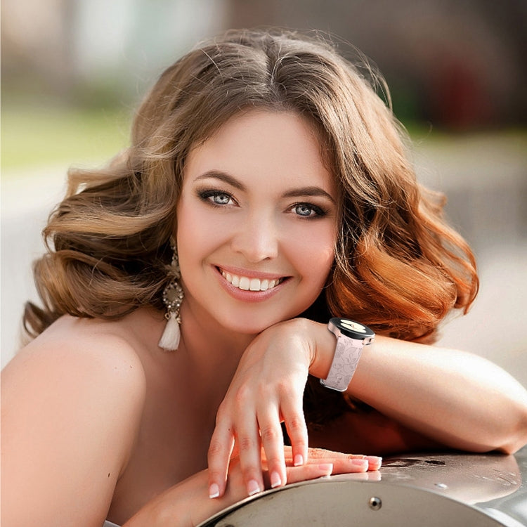 For Samsung Galaxy Watch 6 Skull Flower Embossed Silicone Watch Band(Pink) by bashfashion