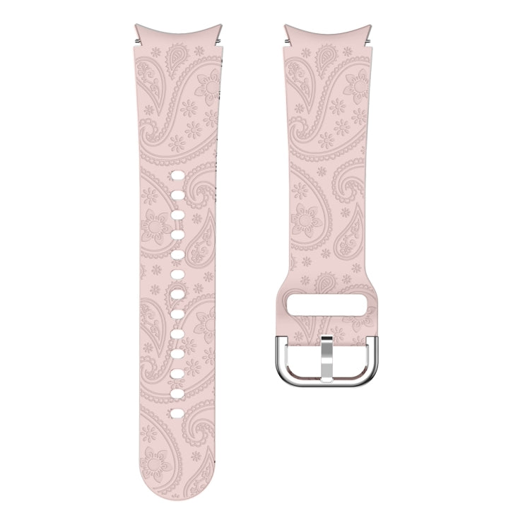 For Samsung Galaxy Watch 6 Ethnic Style Flowers Embossed Silicone Watch Band(Pink) by bashfashion
