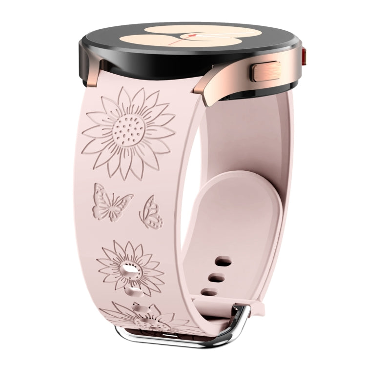For Samsung Galaxy Watch 6 Sunflower Pattern Embossed Silicone Watch Band(Pink) by bashfashion