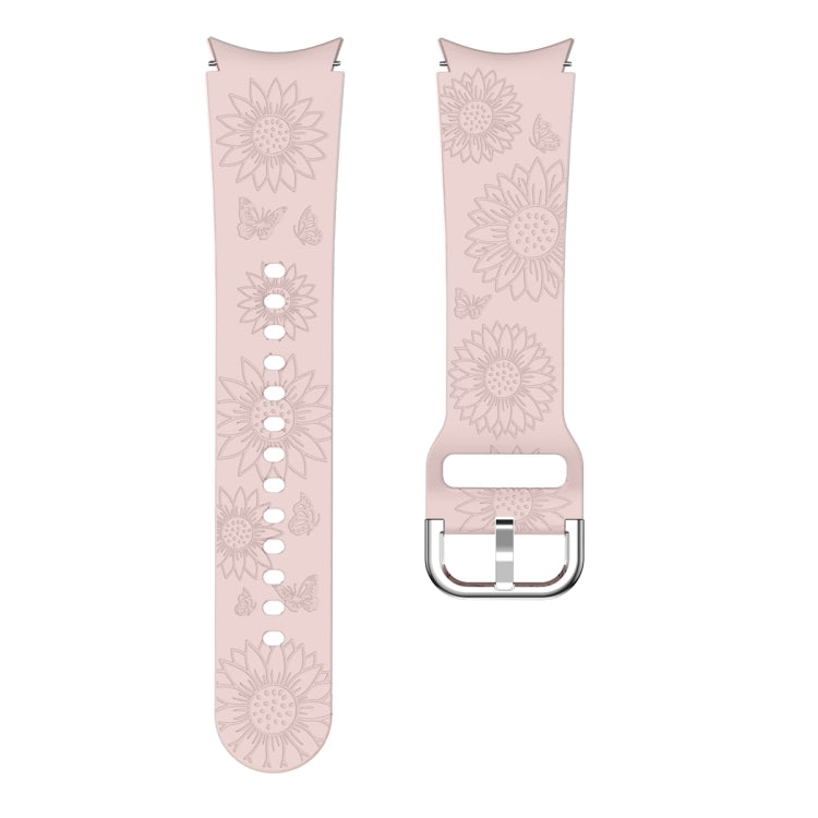 For Samsung Galaxy Watch 6 Sunflower Pattern Embossed Silicone Watch Band(Pink) by bashfashion