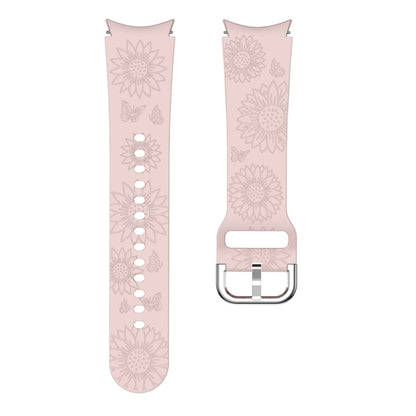 For Samsung Galaxy Watch 6 Sunflower Pattern Embossed Silicone Watch Band(Pink) by bashfashion