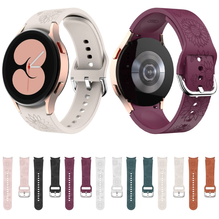 For Samsung Galaxy Watch 6 Sunflower Pattern Embossed Silicone Watch Band(Pink) by bashfashion