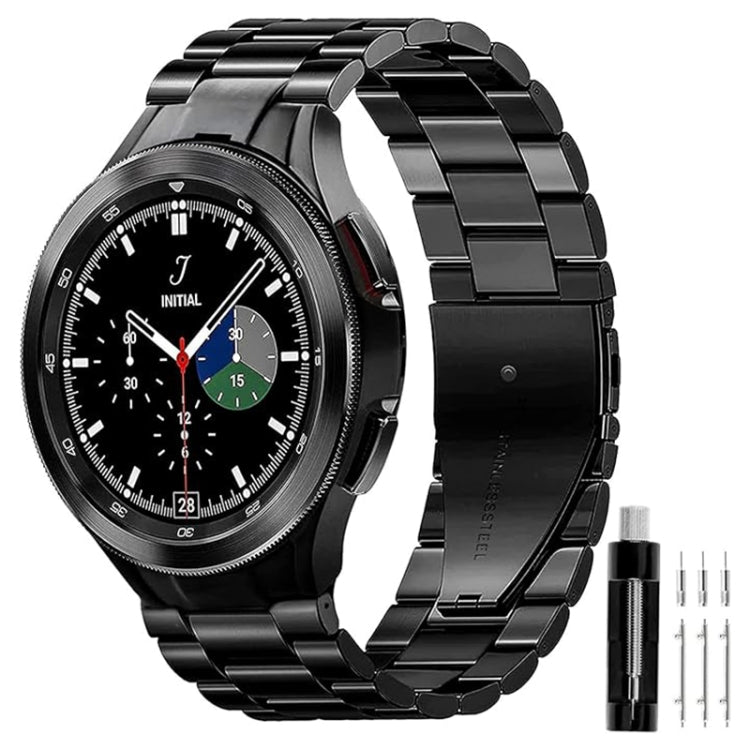 For Samsung Galaxy Watch 6 / 5 / 4 Three Bead Stainless Steel Metal Watch Band(Black) by bashfashion