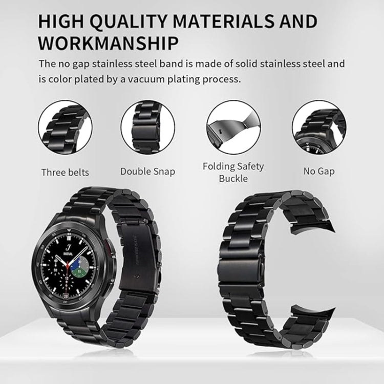 For Samsung Galaxy Watch 6 / 5 / 4 Three Bead Stainless Steel Metal Watch Band(Black) by bashfashion