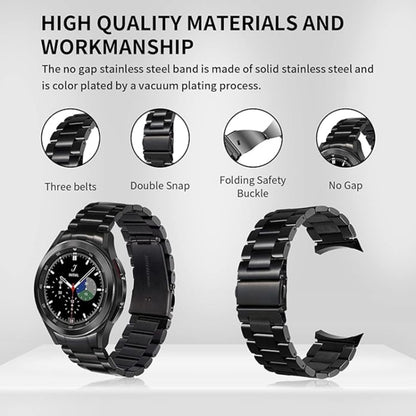 For Samsung Galaxy Watch 6 / 5 / 4 Three Bead Stainless Steel Metal Watch Band(Black) by bashfashion