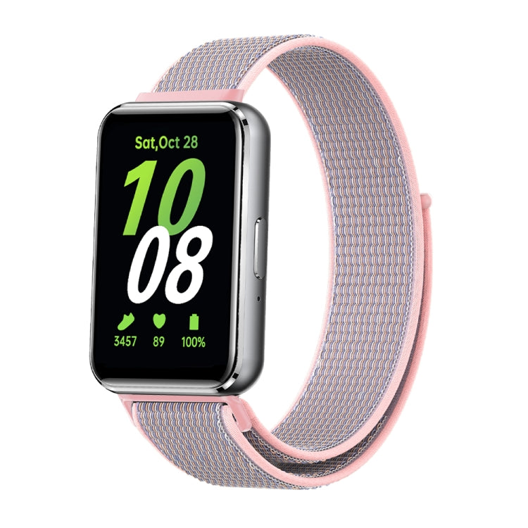 For Samsung Galaxy Fit 3 Woven Nylon Loop Watch Band(Pinkish) by bashfashion