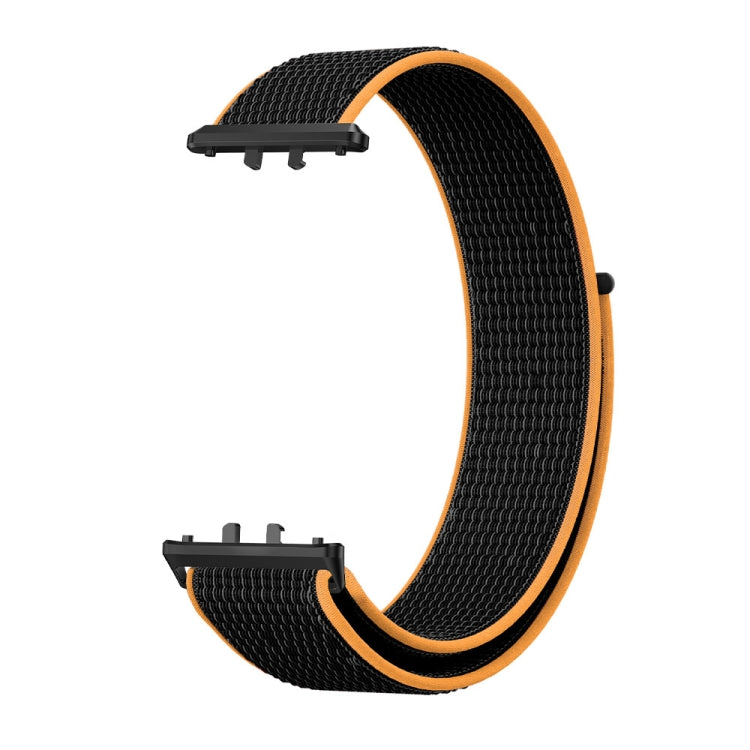 For Samsung Galaxy Fit 3 Woven Nylon Loop Watch Band(Black Orange) by bashfashion