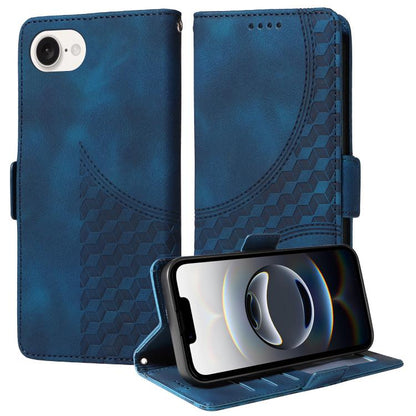 For iPhone SE 2024 Embossed Rhombus Starry Leather Phone Case(Blue) by bashfashion