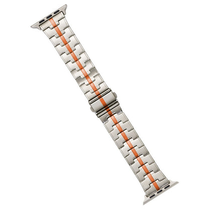 For Apple Watch SE 2023 44mm Stainless Steel Watch Band(Starlight Orange) by bashfashion