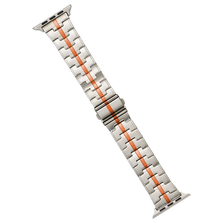 For Apple Watch SE 2023 40mm Stainless Steel Watch Band(Starlight Orange) by bashfashion