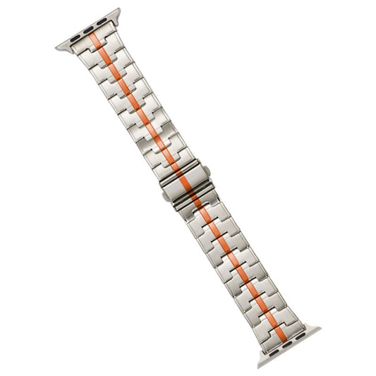 For Apple Watch SE 2023 40mm Stainless Steel Watch Band(Starlight Orange) by bashfashion