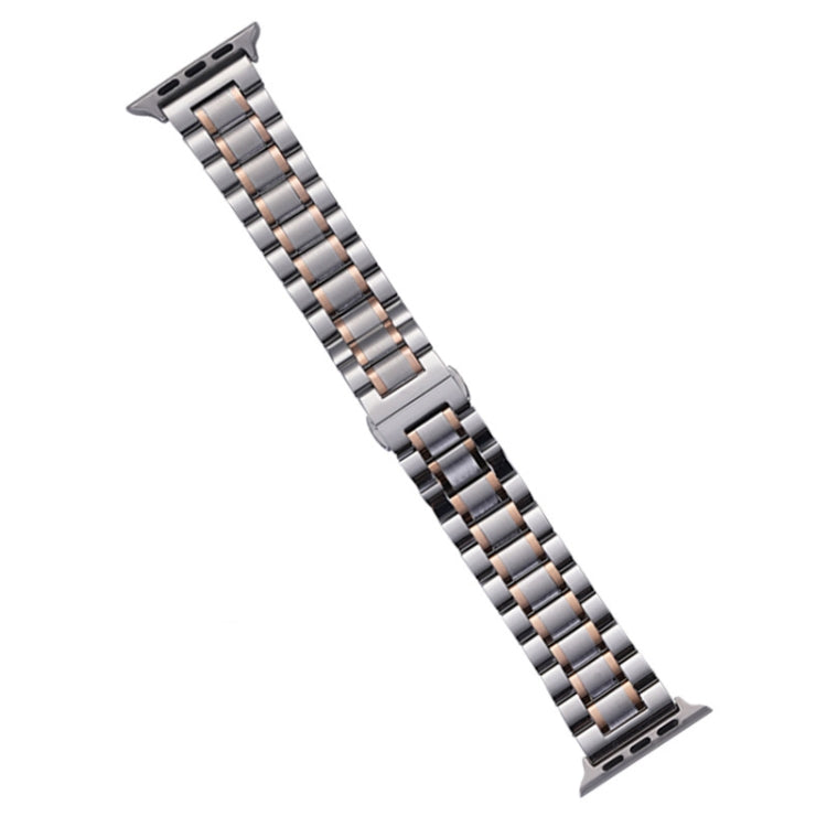 For Apple Watch Series 4 40mm Five-Beads Stainless Steel Watch Band(Silver Rose Gold) by bashfashion