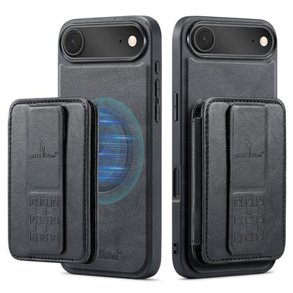 For iPhone Air Fierre Shann Oil Wax Cow Leather Card Holder Back Phone Case(Black) by FIERRE SHANN