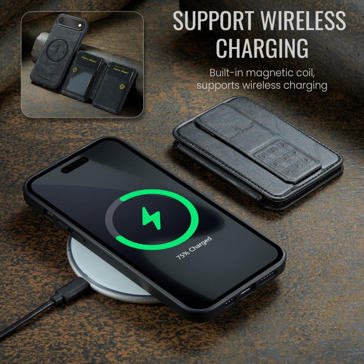 For iPhone Air Fierre Shann Oil Wax Cow Leather Card Holder Back Phone Case(Black) by FIERRE SHANN