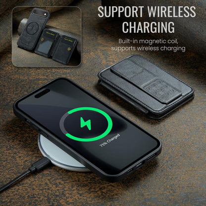 For iPhone Air Fierre Shann Oil Wax Cow Leather Card Holder Back Phone Case(Black) by FIERRE SHANN