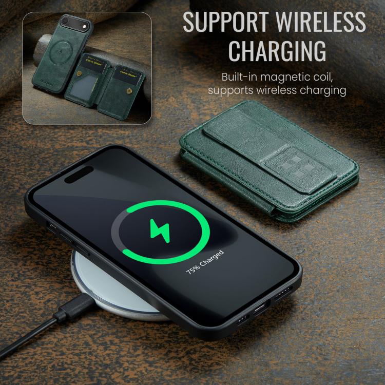 For iPhone Air Fierre Shann Oil Wax Cow Leather Card Holder Back Phone Case(Green) by FIERRE SHANN