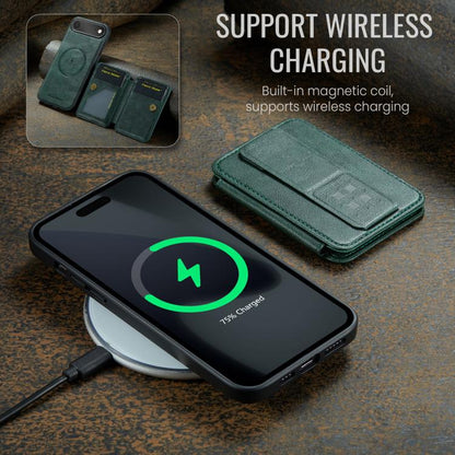 For iPhone Air Fierre Shann Oil Wax Cow Leather Card Holder Back Phone Case(Green) by FIERRE SHANN