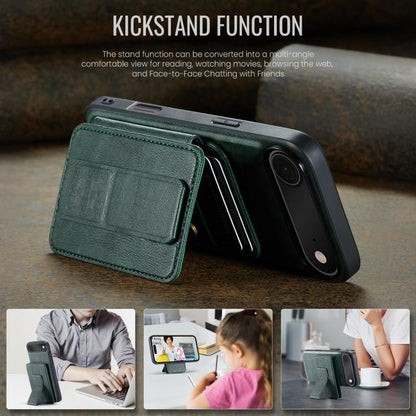 For iPhone Air Fierre Shann Oil Wax Cow Leather Card Holder Back Phone Case(Green) by FIERRE SHANN