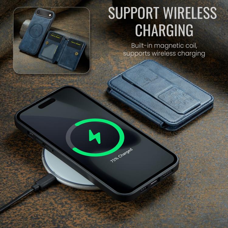 For iPhone Air Fierre Shann Oil Wax Cow Leather Card Holder Back Phone Case(Blue) by FIERRE SHANN