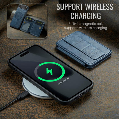 For iPhone Air Fierre Shann Oil Wax Cow Leather Card Holder Back Phone Case(Blue) by FIERRE SHANN