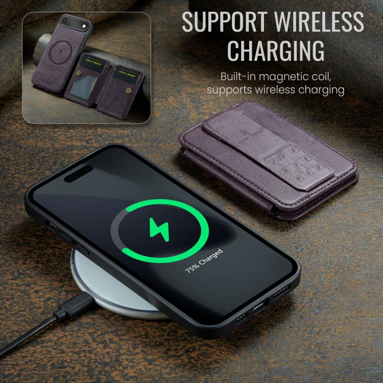 For iPhone Air Fierre Shann Oil Wax Cow Leather Card Holder Back Phone Case(Purple) by FIERRE SHANN