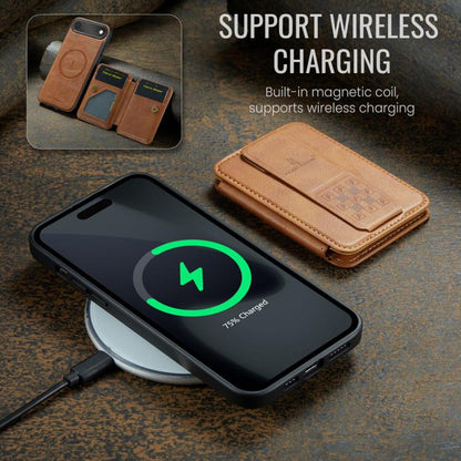 For iPhone Air Fierre Shann Oil Wax Cow Leather Card Holder Back Phone Case(Brown) by FIERRE SHANN