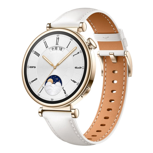 For Huawei Watch GT 4 18mm Genuine Leather Watch Band(White) by bashfashion