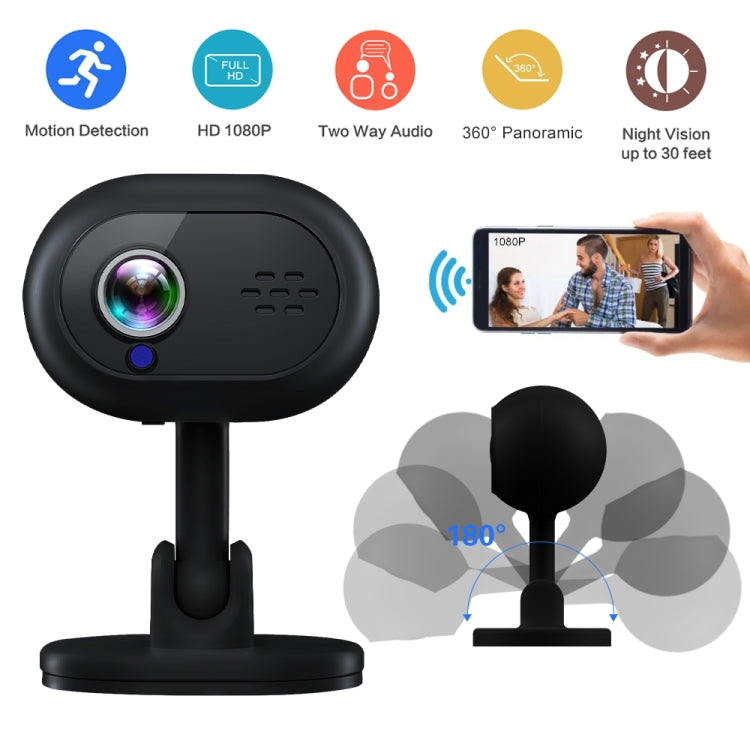 A25 Wireless WiFi Mini Night Vision Camera(Black) by bashfashion