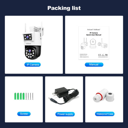 SriHome SH048 2MP + 2MP Humanoid Tracking Smart Night Vision Dual Lens IP Camera(US Plug) by SriHome