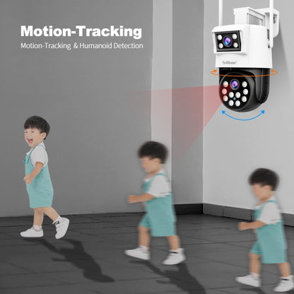 SriHome SH048 2MP + 2MP Humanoid Tracking Smart Night Vision Dual Lens IP Camera(EU Plug) by SriHome