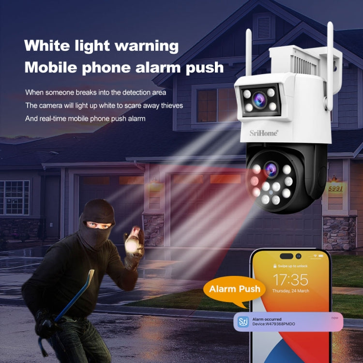 SriHome SH048 2MP + 2MP Humanoid Tracking Smart Night Vision Dual Lens IP Camera(AU Plug) by SriHome