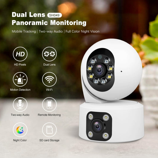 SriHome SH049 2MP + 2MP Humanoid Tracking Smart Night Vision Dual Lens HD IP Camera(AU Plug) by SriHome