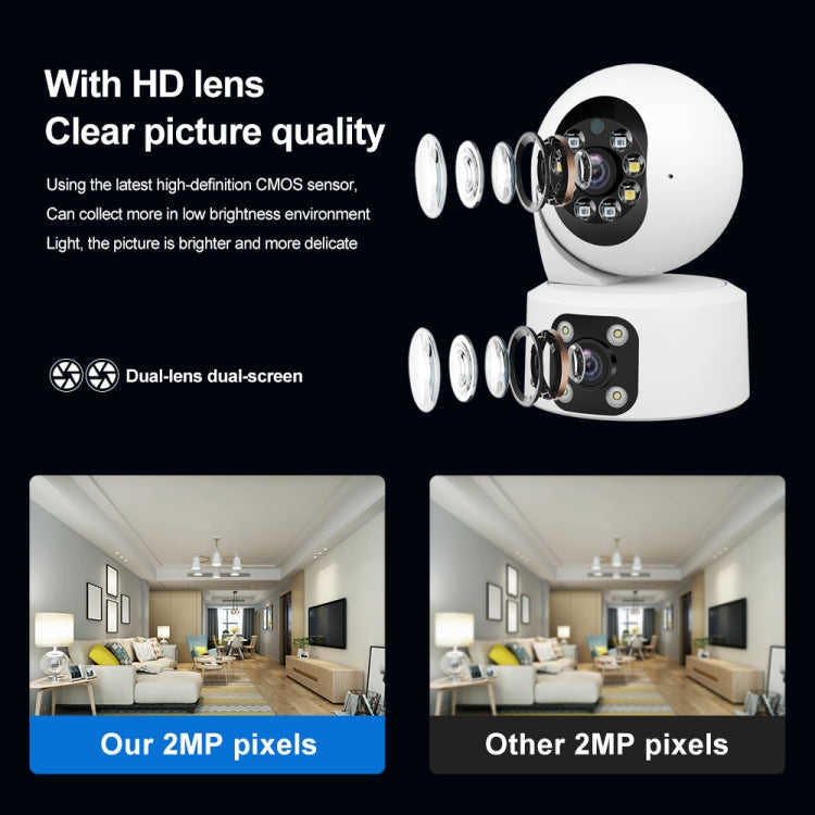 SriHome SH049 2MP + 2MP Humanoid Tracking Smart Night Vision Dual Lens HD IP Camera(US Plug) by SriHome