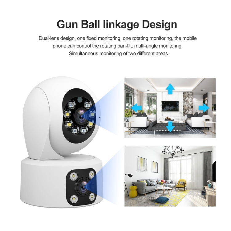 SriHome SH049 2MP + 2MP Humanoid Tracking Smart Night Vision Dual Lens HD IP Camera(EU Plug) by SriHome