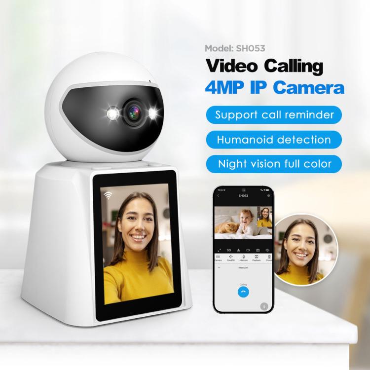 Srihome SH053 4MP 2.8 inch IPS Screen Smart Video Calling IP Camera Baby Monitor(UK Plug) by SriHome