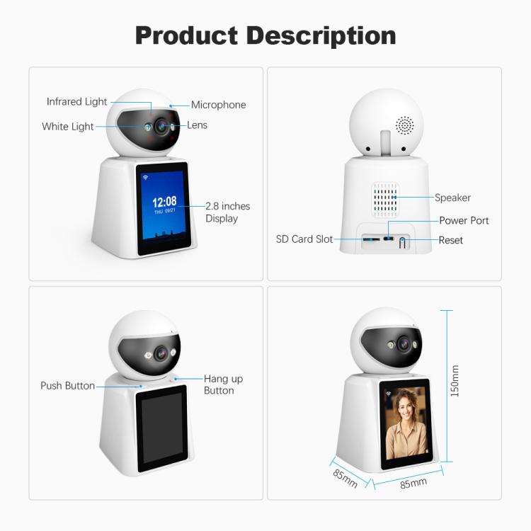 Srihome SH053 4MP 2.8 inch IPS Screen Smart Video Calling IP Camera Baby Monitor(US Plug) by SriHome