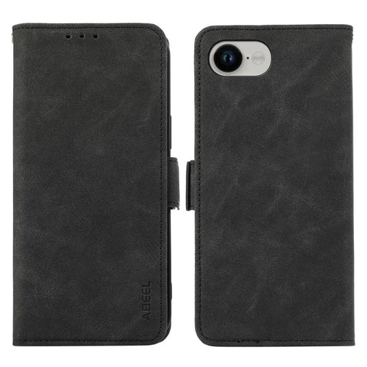 For iPhone 16e ABEEL Frosted Magnetic RFID Leather Phone Case(Black) by bashfashion