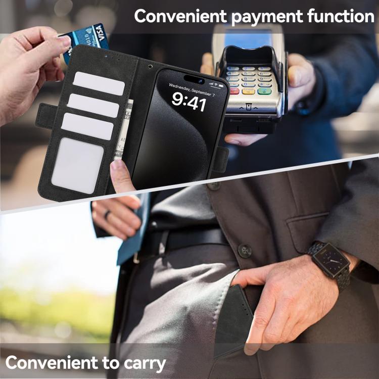 For iPhone 16e ABEEL Frosted Magnetic RFID Leather Phone Case(Black) by bashfashion