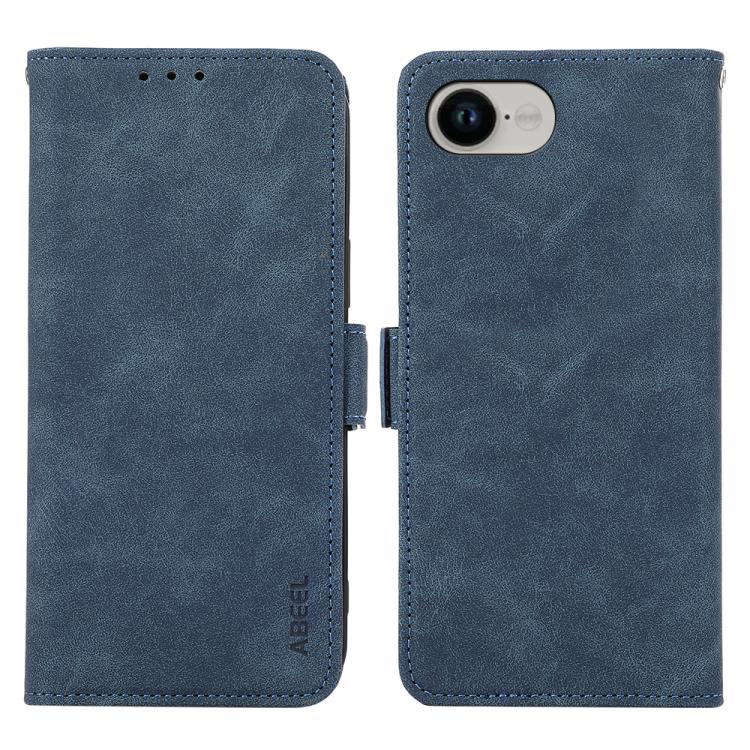 For iPhone 16e ABEEL Frosted Magnetic RFID Leather Phone Case(Blue) by bashfashion