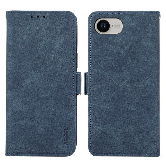 For iPhone 16e ABEEL Frosted Magnetic RFID Leather Phone Case(Blue) by bashfashion