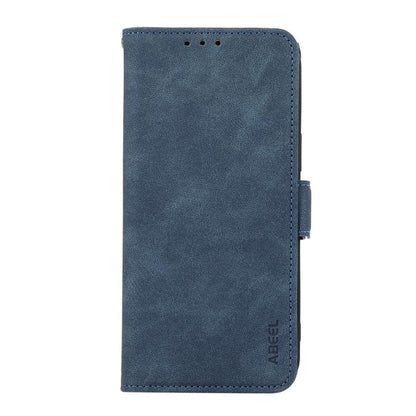 For iPhone 16e ABEEL Frosted Magnetic RFID Leather Phone Case(Blue) by bashfashion