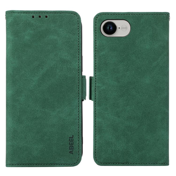 For iPhone 16e ABEEL Frosted Magnetic RFID Leather Phone Case(Green) by bashfashion